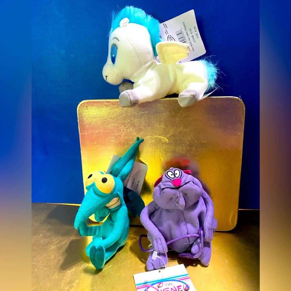 DISNEY STORE NWT VTG 90s HERCULES BEAN BAG PLUSH COMPLETE SET PEGASUS PAIN PANIC